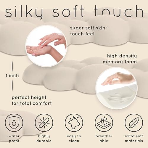Cloud Keyboard Wrist Rest – Create-ables Qloud Cloud Wrist Rest for Computer Keyboard and Mouse, Ergonomic Memory Foam Wrist Pad with Non-Slip Base, Includes Cloud Mouse Pad – Beige thumbnail 6