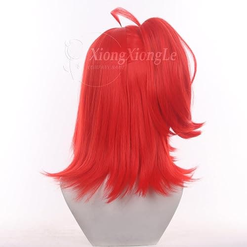 XiongXiongLe Halloween High Ponytail Red Long Synthetic Hair Adult Cosplay Wig with Bangs Anime Women Costume Red Wigs 15.7" + Wig Cap for Adult Women Cos Role Party Christmas Comic Con Manga thumbnail 4
