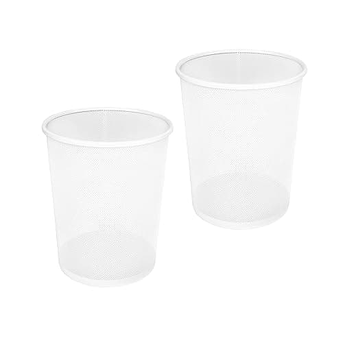 Seville Classics 2-Pack Steel Mesh Round Trashcan Wastebasket for Trash or Recycle in The Home, Office, or Garage, White, 6 Gallon - White - 6 Gallon - Image 1