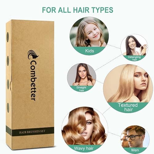100% Bamboo Hair Brushes and Comb Set by Combetter, Comb for Women and Detangling, Great on All Hair, Eco-Friendly and Handmade for Women Men and Kids thumbnail 9