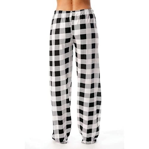 Pajamas Pants for Women 2025 Lounge Cute Plaid Pants Soft Comfy Wide Leg Trousers Sleep Bell Bottom - Small - B-black thumbnail 3