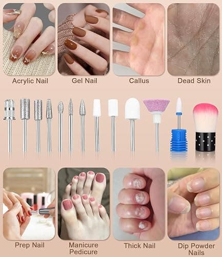 UIHOL 45,000RPM Ponceuse pour Ongles Professionnelle, Lime A Ongle Electrique, Ponceuse Ongles Set, Ensemble d’accessoires Kit avec Manucure Pédicure, pour Salon, Usage Maison, Or Rose thumbnail 6