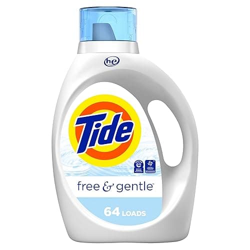 Tide Free & Gentle, Liquid Laundry Detergent Soap, Unscented, Hypoallergenic for Sensitive Skin and Free of Dyes, HE Compatible, 64 Loads, 84 fl oz - 84 Fl Oz (Pack of 1) - Unscented
