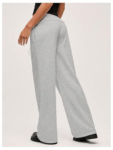RoseSeek Women's Straight Leg Sweatpants Low Rise Drawstring Waist Track Pants Trousers with Pocket Joggers - Small - Grey thumbnail 2