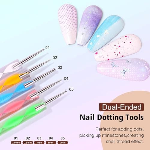Komall Nail Art Tools, 15 PCS Nail Art Brushes, 5 PCS Nail Dotting Tool, Aurora Nail Stand, Nail Holder For Painting Nails Home DIY & Salon Supplies thumbnail 4