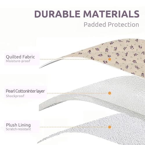 Puffy Laptop Sleeve 13-15.6 Inch Cute Quilted Laptop Protective Case Padded Floral Computer Sleeve for MacBook (A-Purple, 13 Inch) thumbnail 3