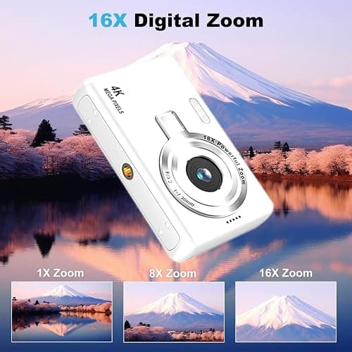 4K Digital Camera, Acbaeta Autofocus 50MP Vlogging Camera with 32G SD Card, 16X Zoom, Flash, Anti-Shake, Compact Portable Small Point and Shoot Digital Camera for Kids Student Teen Adult Beginner thumbnail 3