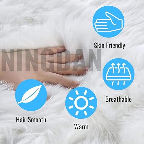NINGDAN 12inch Square Small Faux Fur Sheepskin Cushion Soft Plush Area Rug,Photo Background for Small Product Desktop Photography,Display and Decor,Jewelry,Nail Art,Locker Accessories (White) thumbnail 4