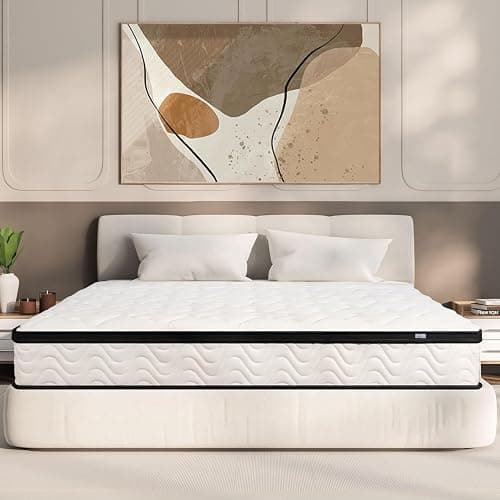 Queen Mattress 12 Inch | Hybrid Mattresses Queen Size in a Box | Medium Firm Memory Foam and Individual Pocket Springs | Fiberglass Free Bed Mattres | Breathable | CertiPUR-US - Image 1