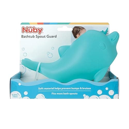 Nuby Bathtub Safety Spout Guard - Compatible with Most Standard Faucets - Bath Toys - Dolphin - Dolphin thumbnail 9