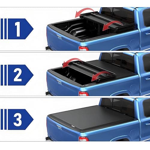 PENSUN 5.8FT Soft Tri-fold Truck Bed Tonneau Cover for 2007-2025 Chevy Silverado 1500, GMC Sierra 1500 Tonneau Cover Bed, 69.6" Bed thumbnail 5