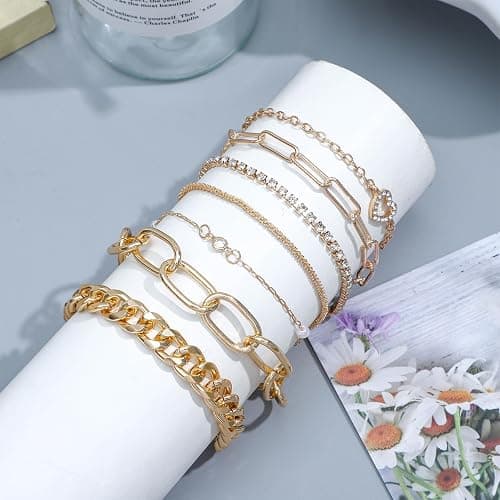 NEWITIN 61 Pieces Gold Jewelry Set for Women Fashion Costume Jewelry Gold Plated Necklace Bracelet Watch Ring Earrings Set for Women thumbnail 3