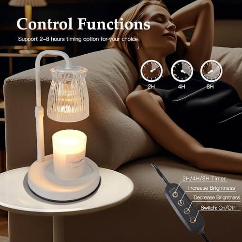 Shering Candle Warmer Lamp with Timer Dimmable, Gift Box, Gifts for Her, Birthday Gifts for Women, House Warming Gift New Home Decor, Wax Melt Warmer for Scented Jar Candles thumbnail 7