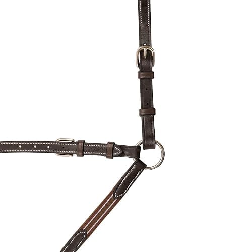 Exion English Horse Breastplate with Running Martingale | Premium 3-Point Breastplate with Wither Padding, Girth Loops & Elastic Chest | Vegetable-Tanned Leather | Black & Brown thumbnail 5