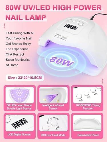 Acrylic Nail Kit with Drill and Lamp: 36 Colored Glitter Powder Set for Beginners with Everything - 3 Colors 30G Acrylic Powder 75ML Liquid Set Nail Art Tools Extension Kits For Home Salon DIY thumbnail 2
