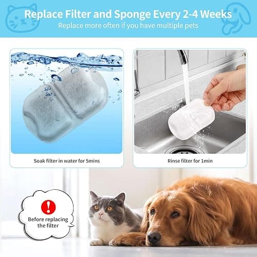 16 Set Dog Fountain Filter Replacement for 7L/230oz/1.8G Stainless Steel Dog Water Dispenser, YOIHABV Cat Fountain Filters, Triple Filtration Pet Water Filter, Replacement Filters and Sponges thumbnail 6
