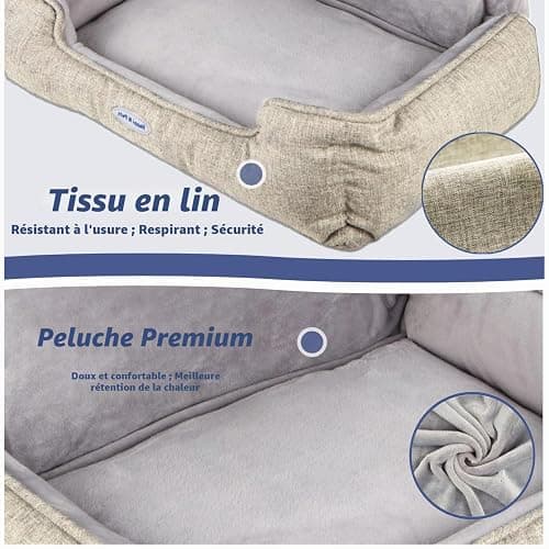 Happi N Pets Grand lit pour Chat avec radiateur, perchoir Chauffant pour Grand Chat avec Housse en Peluche Lavable, Crochets métalliques réglables, hamac Confortable, Beige thumbnail 6