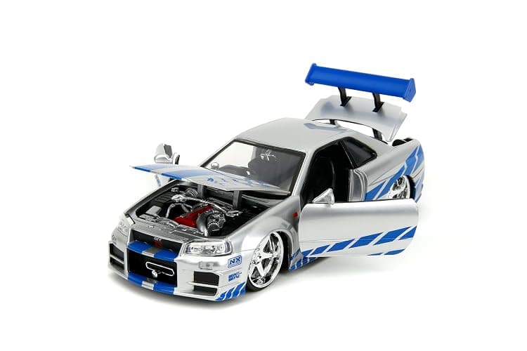 Jada Toys Fast & Furious Brian’s 2002 Nissan Skyline R34 Die-cast Car, 1:24 Scale, Silver & Blue,19808 thumbnail 6