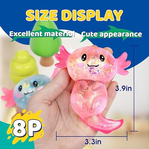 8 Pack Slow Rising Stress Ball, Cute Axolotl Stretchy Fidget Toys for Kids Adults, Stress Relief Stress Ball for Anxiety Relief, Ideal for Autistic Kids thumbnail 2