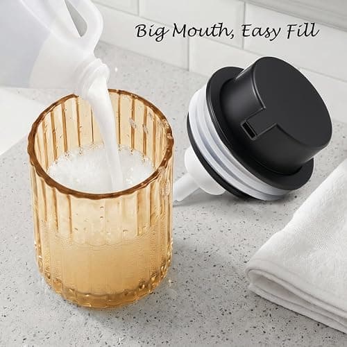 Amolliar Foaming Soap Dispenser, Amber Glass Soap Dispenser, Black 2 Pack | Refillable Foam Soap Dispenser Plastic Soap Pump, Bathroom Foam Lotion, Hand Dish Soap for Kitchen Countertop, Cozy Decor thumbnail 6