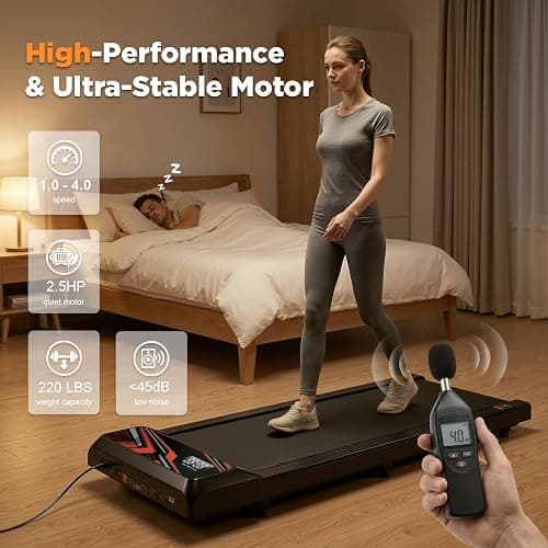 2.5HP Walking Mat with Incline pad,Under Desk Treadmill, Walking Running Pad with Remote, 3 in 1 Low Noise Small Mini Portable Treadmill with Led Screen, Compact Treadmills for Home, 265lbs Capacity thumbnail 6