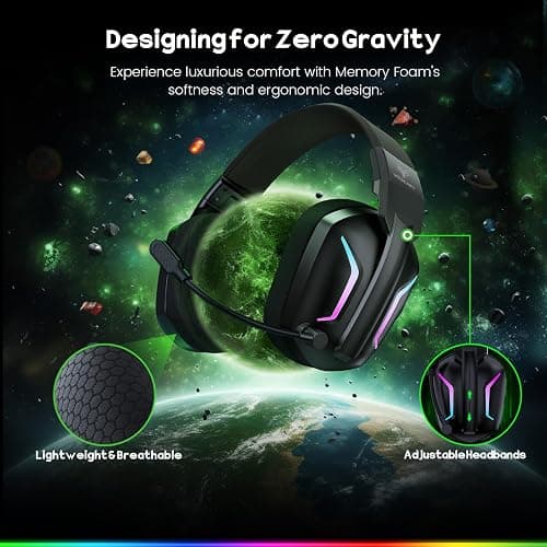 WESEARY Wireless Gaming Headsets for PC, PS5, PS4, Switch, Mac, 2.4GHz Wireless Gaming Headphone with ENC Noise Canceling Microphone, Bluetooth 5.4, Cool Lighting, 50H Battery, 50mm Drivers thumbnail 7