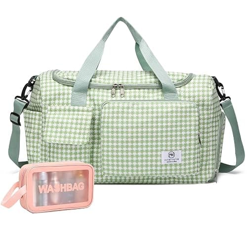 Small Gym Bag for Women, Travel Duffle Bag Carry On Weekender Bag with Shoe Compartment - Image 1