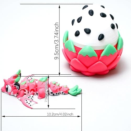 LUYUCUBE Colourful 3D Printed Dragon Egg,Little Dragon Inside Egg,Flexible Realistic Articulated Animal Fidget Toys,Mystery Figurines Gifts,Executive Desk Décor and Festival Collectible (Pitaya) thumbnail 2