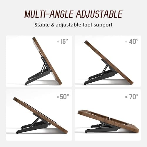 AFOOYO Bamboo Tablet Stand - Portable & Adjustable 5 Angles,Laptop Riser,Book Reading Stand,Compatible with 9.7/10.2/10.5/10.9/11 inches (Walnut Varnish) thumbnail 6