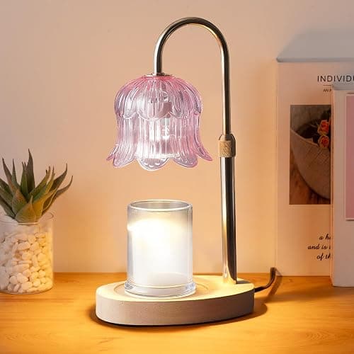 Candle Warmer Lamp Electric Timer - Modern Home Decor Table Lights for Candles Warming Height Adjustable Dimmable Warmers Pink - Image 1