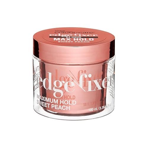 KISS COLORS & CARE Maximum Hold Edge Fixer, Non-Greasy Gel Formula Infused With Biotin B7, 24 Hour Hold, ‘Sweet Peach’ Scented, 3.38 Fl. Oz. (100 ml) - Image 1