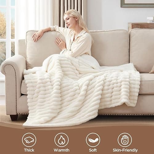 Westinghouse Electric Blanket Heated Throw, Super Cozy Luxury Polyester with 6 Heating Levels & 2-10 Hours Auto Off, Fast Heating & Overheat Protection, 50x60 Inch, Beige thumbnail 3