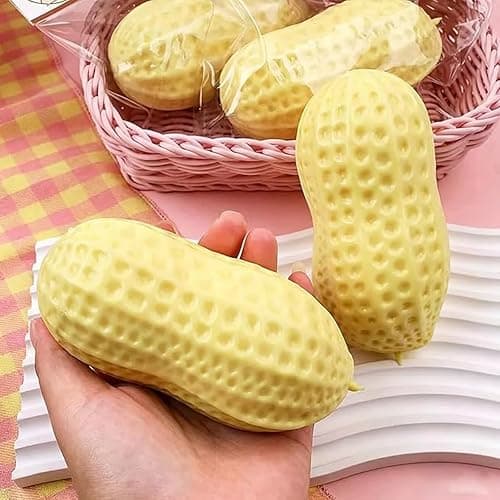 Peanut Squishy Peanut Shape Stress Relief Squeeze Fidget Toys, Soft Anxiety Relief Hand Grip Decompression Ball, Soft Squeeze Decompression Dough for Adults Office Desk Decor thumbnail 7