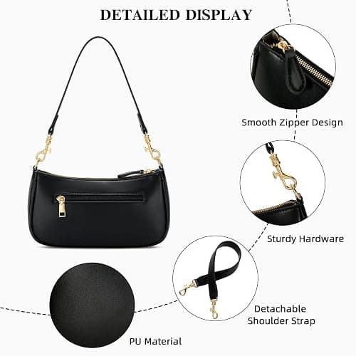KKXIU Small Shoulder Bag for Women - Mini Purses for Women Vegan Leather Purse Classic Retro Handbag with Removable Strap thumbnail 3