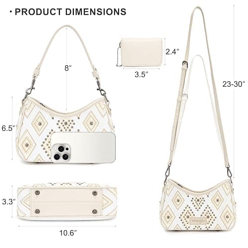 Wrangler Western Shoulder Bag for Women Aztec Crescent Clutch Hobo Bag With Detachable Pouch thumbnail 5
