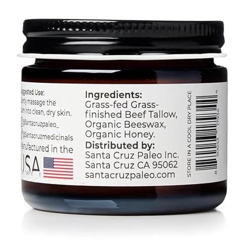 Santa Cruz Paleo, Beef Tallow, Beeswax & Honey Face Moisturizer, Organic, Unscented Grassfed Beef Tallow Skin Care, Sunscreen Free, Non Comedogenic Face & Body Moisturizer for Sensitive Skin, 2 Oz thumbnail 7