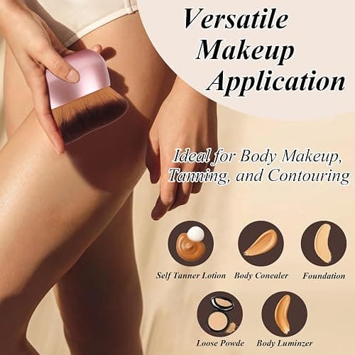 GloréBrochas 75MM Extra Large Self Tanner Kabuki Makeup Brush – Ultra Soft Dense Vegan Bristles for Body Makeup, Bronzer & Foundation–Applies Tanning Mousse, Lotion & Self Tanner–Rose Gold, Wet & Dry thumbnail 4