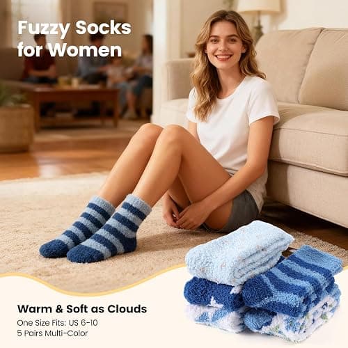 Womens Fluffy Fuzzy Socks,Winter Cozy Soft Warm Socks Gifts for Womens | Soft Comfortable Warm Womens Fluffy Fuzzy Socks thumbnail 2