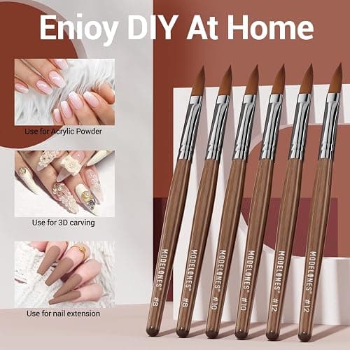 Modelones Kolinsky Sable Acrylic Nail Art Brush Red Wood Pen Nail Brushes for Extension 3D Carving Designs Professional Manicure Tool (10#) thumbnail 4