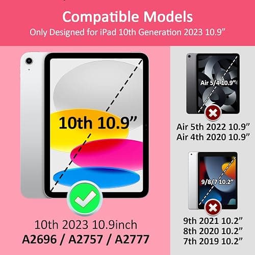 Jarviwiin Case for iPad 11-inch (A16) 2025 / iPad 10th Generation 2022(10.9 inch), Tri-Fold Smart Folio Auto Wake/Sleep with Clear Back/Pencil Holder for iPad 11th/10 Gen (Bow Pink) thumbnail 2