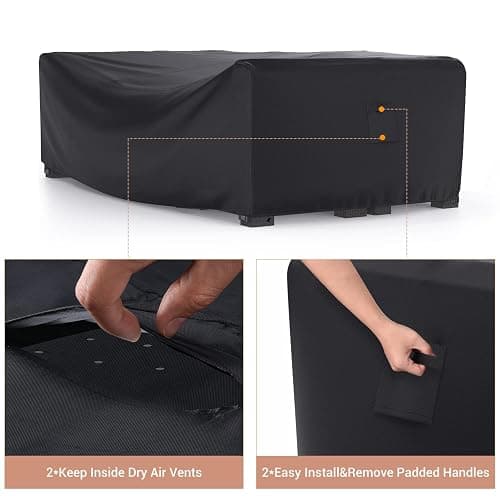 Heavy Duty Patio Furniture Covers Waterproof, Mrrihand Patio Furniture Outdoor Sectional Sofa Couch Set, Patio Table and Chair Set Cover 89.7" L×62.2" W×28.3" H thumbnail 3