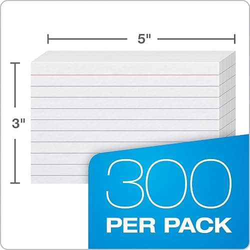 Oxford Ruled Index Cards, 3" x 5", White, Lined Index Flashcards, 300 per Pack (10022) thumbnail 2