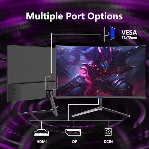 Sealan 24 Inch Curved Gaming Monitor 180hz Full HD 1080P Frameless AMD FreeSync Eye Care DisplayPort HDMI Wall Mountable 250cd/m² Brightness 99% sRGB AMD FreeSync Flicker-Free Blue Light Filter thumbnail 8