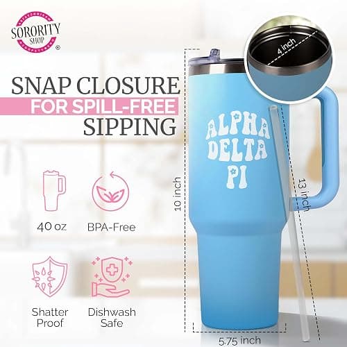 Sorority Shop Sigma Kappa 40oz Tumbler with Handle - Best Friend Tumblers for Women - Cute Sorority Engraved Tumbler - Insulated Tumblers to Keep Your Drinks Cold or Hot for Hours thumbnail 3