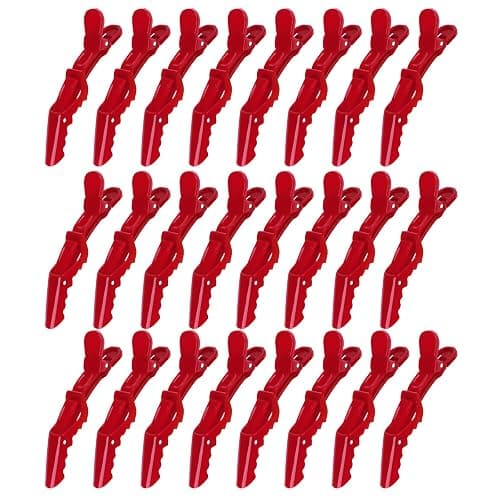 Ondder 24 Pcs Red Large Alligator Hair Clips for Styling Sectioning, Pro Salon Clips for Hair Coloring Cutting, Hair Styling Accessories for Women - Image 1