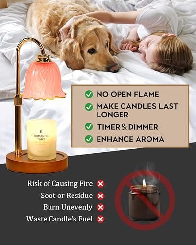 Funistree Candle Warmer Lamp, Gold Candle Lamp Warmer with Timer & Dimmer with 2 Bulbs, Birthday Gifts for Mom, Christmas Gifts for Women, New Home Bedroom Decor, Height Adjustable thumbnail 4