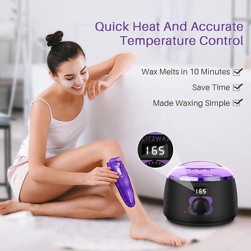 BLITZWAX Waxing Kit for Women, Hard Wax Warmer, Brazilian Bikini Face Body | 51 Items, Digital Fast Heating, Legs Underarms, Beginner Friendly, At Home Smooth Routine, Easy Temp Control, Salon Style thumbnail 2