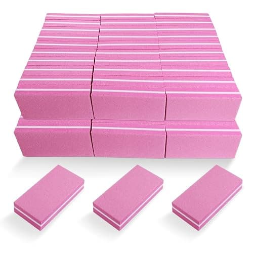 Nail Buffers (60 Pack), Buffer Block Nail File for Acrylic Nails and Natural Nails, 100/180 Grit Small Nail Buffer Block Bulk Buffing Blocks for Nail Buff Professional Manicure File Blocks Set Pink - Image 1