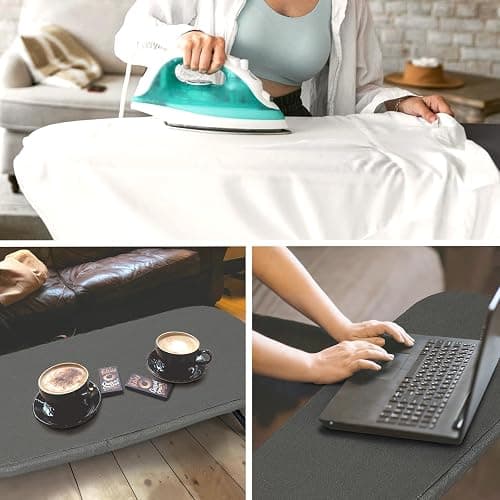 Small Ironing Board Tabletop, RAINHOL Compact Portable Iron Board Foldable with Cover and Pad, Countertop Mini Ironing Table for Travel and Space Saving, 31"x12", Black - Black thumbnail 7