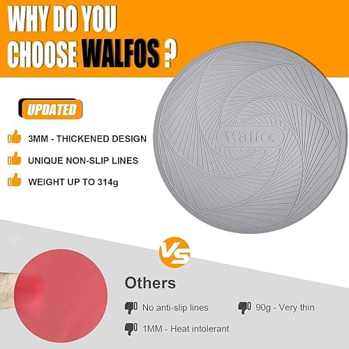 Walfos Silicone Microwave Mat & Lid Set, Heat Resistant Multi-Purpose Trivet Mat and Seal Lids, Non-Slip and BPA Free, Perfect for Oven and Hot Pan thumbnail 6